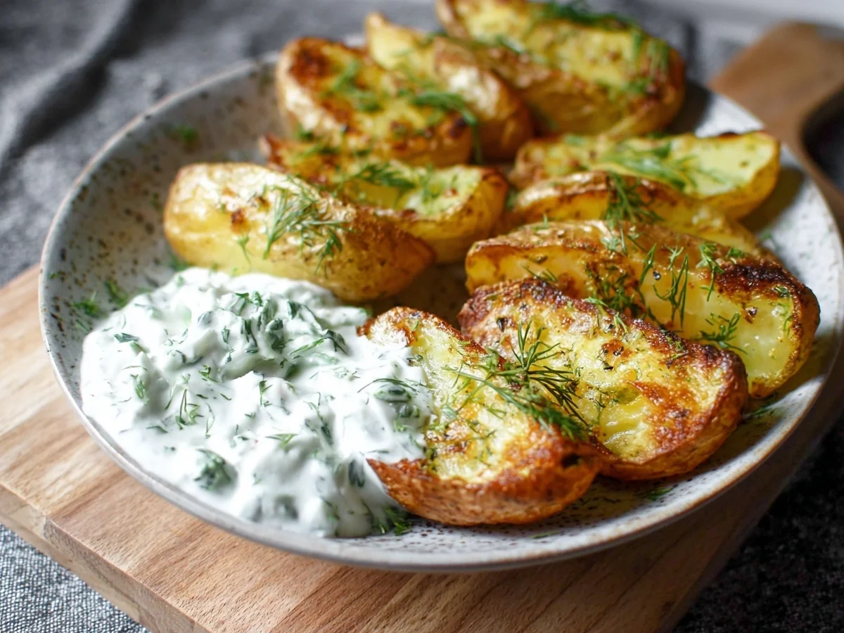 Kartoffelspalten mit Gurkendip: Einfaches Hauptgericht - Bild 1