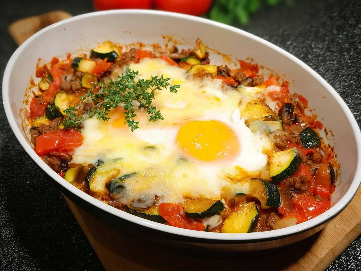 Low Carb Gemüse-Hackpfanne mit Spiegelei Überbacken - Bild 2