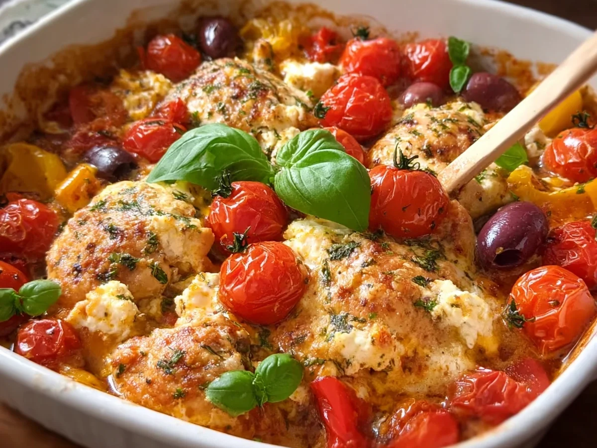 Mediterraner Low Carb Hähnchen-Feta Auflauf - Bild 1
