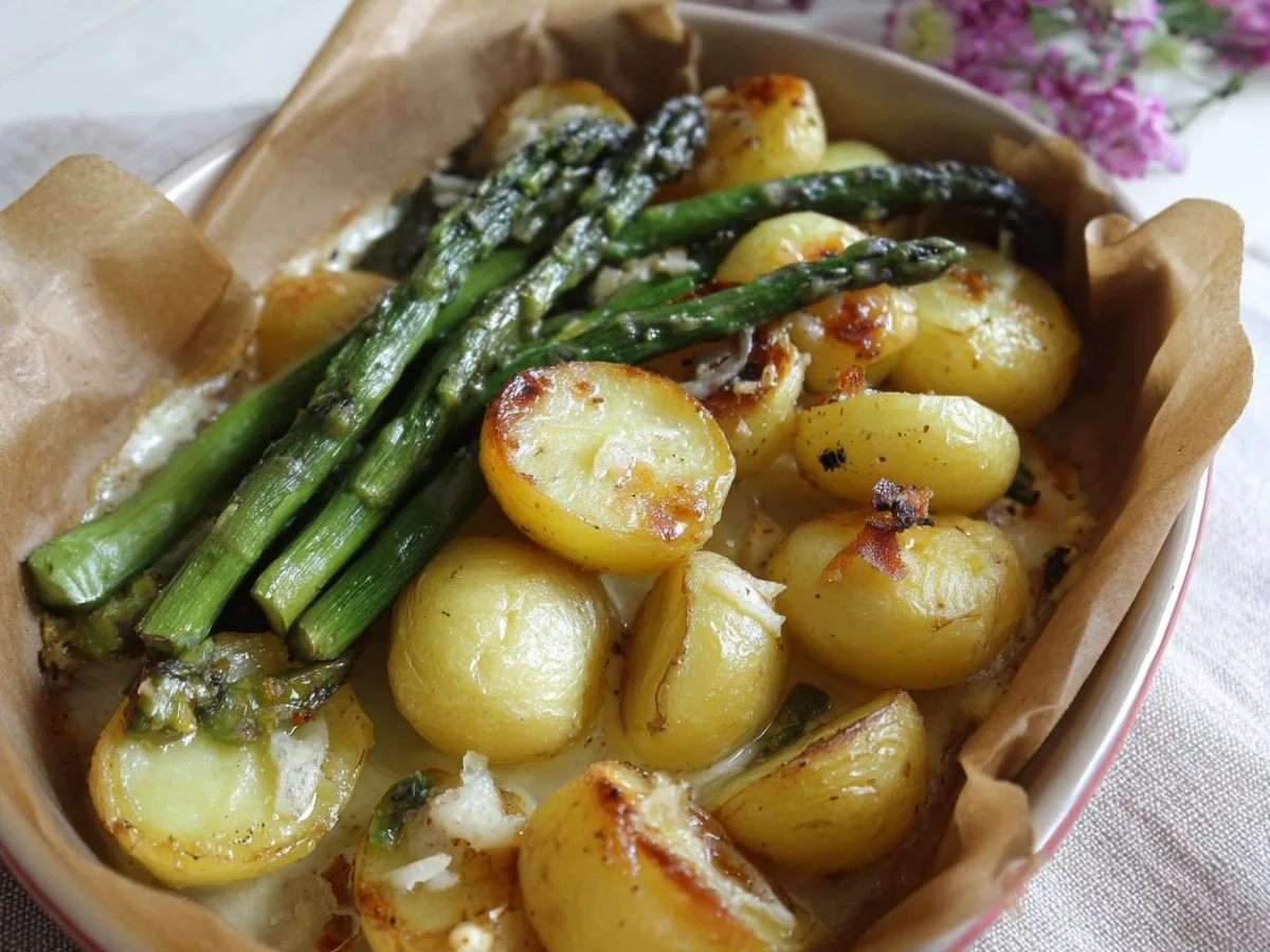 Ofen-Parmesan-Kartoffeln mit grünem Spargel - Bild 1