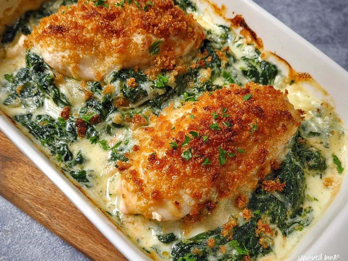 Parmesan Hähnchen in Spinatsoße: Einfaches Ofenrezept - Bild 1