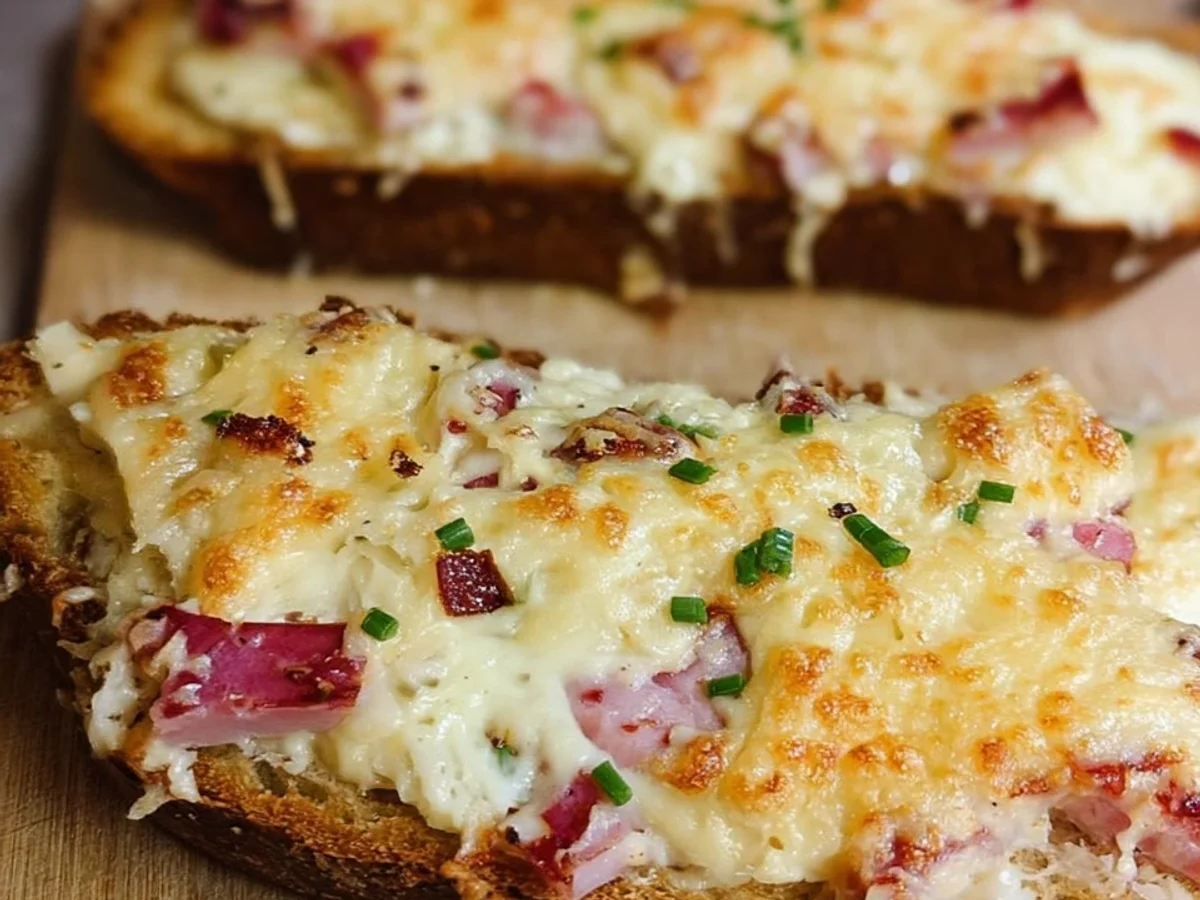 Schnelle Überbackene Brote mit Puten-Schinken & Käse - Bild 1