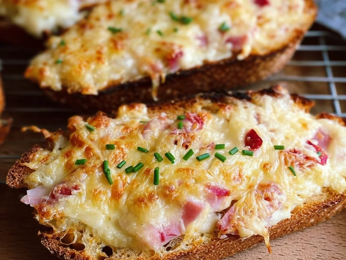 Schnelle Überbackene Brote mit Puten-Schinken & Käse - Bild 2