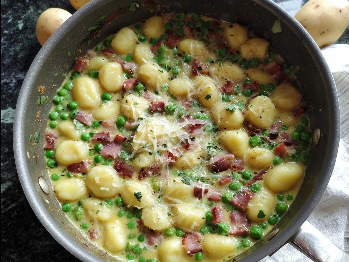 Schnelle One Pot Gnocchi mit Erbsen & Truthahnschinken - Bild 2