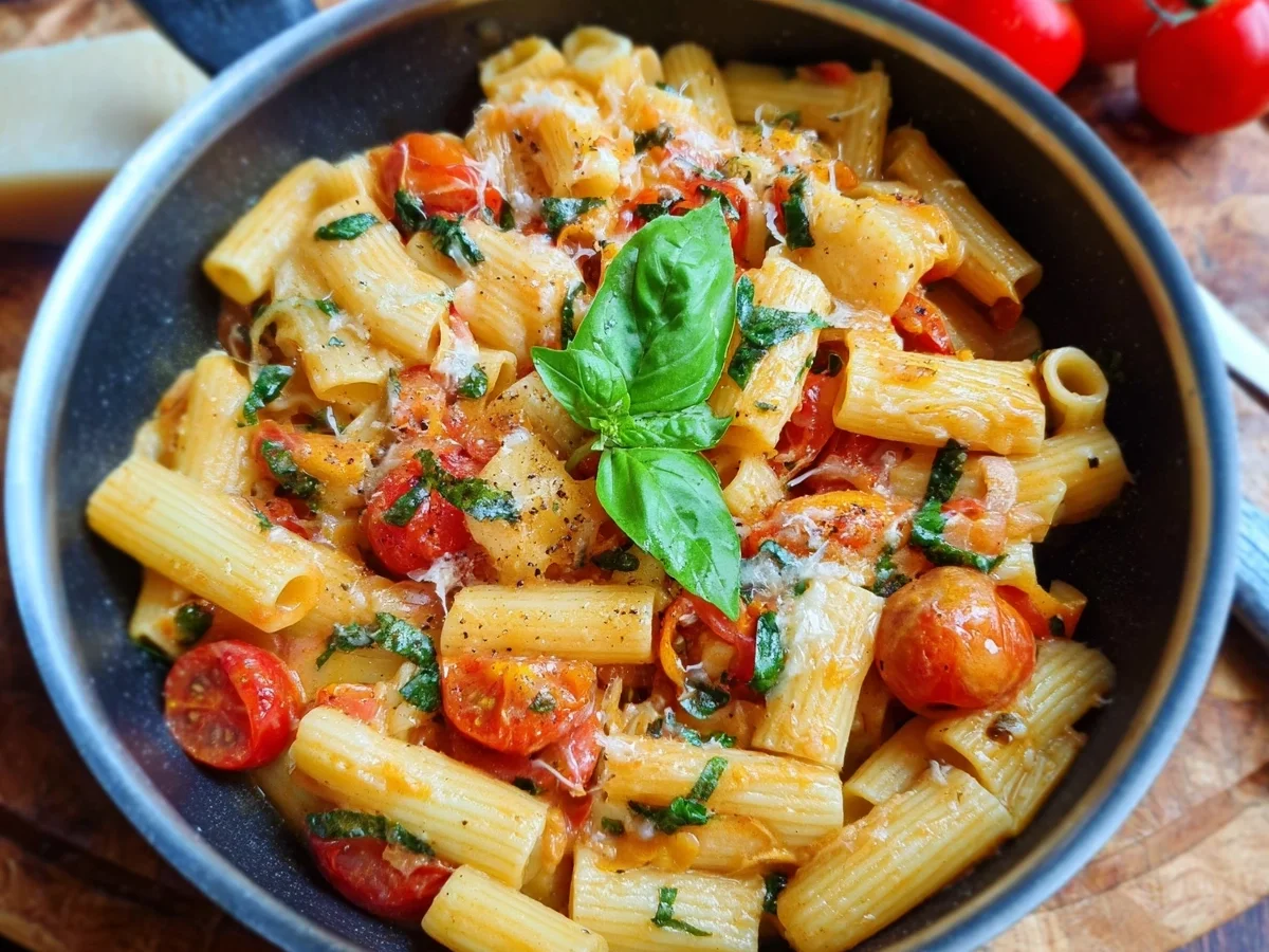 Schnelle One Pot Pasta mit Tomaten & Basilikum - Bild 1