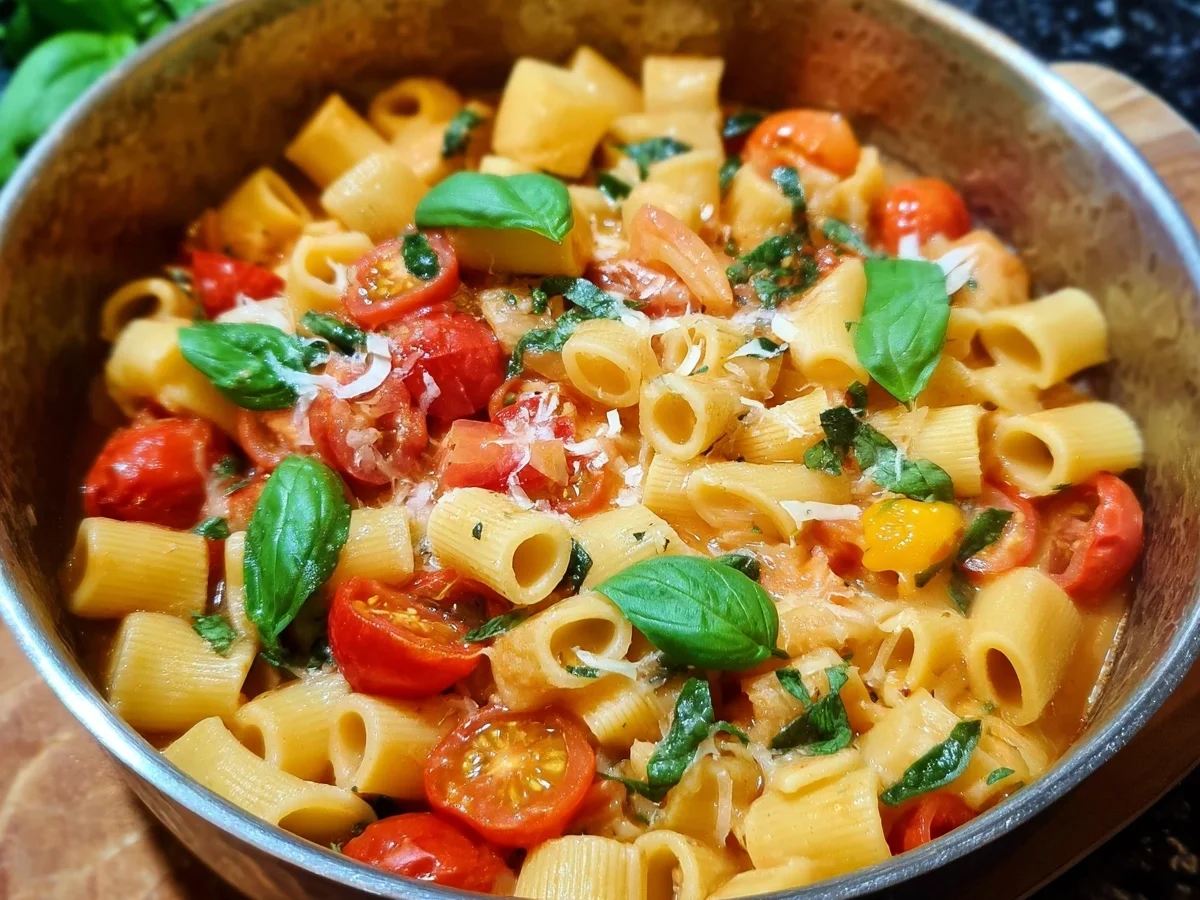 Schnelle One Pot Pasta mit Tomaten & Basilikum - Bild 2