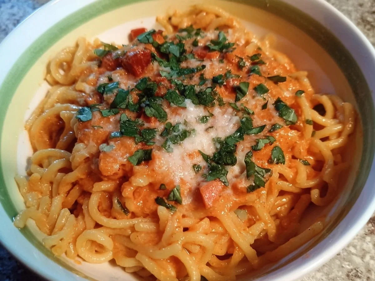 Schnelle Sahnige Tomatensauce mit Nudeln - Bild 2
