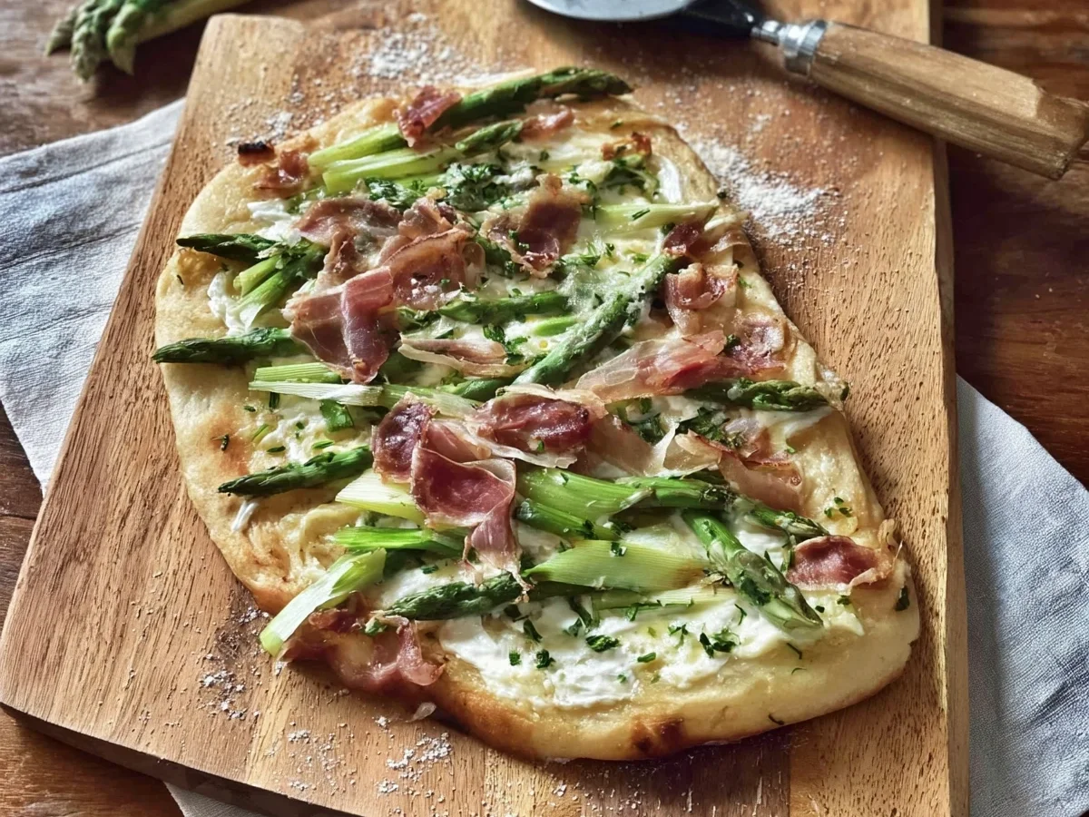 Schneller Flammkuchen mit grünem Spargel - Bild 1