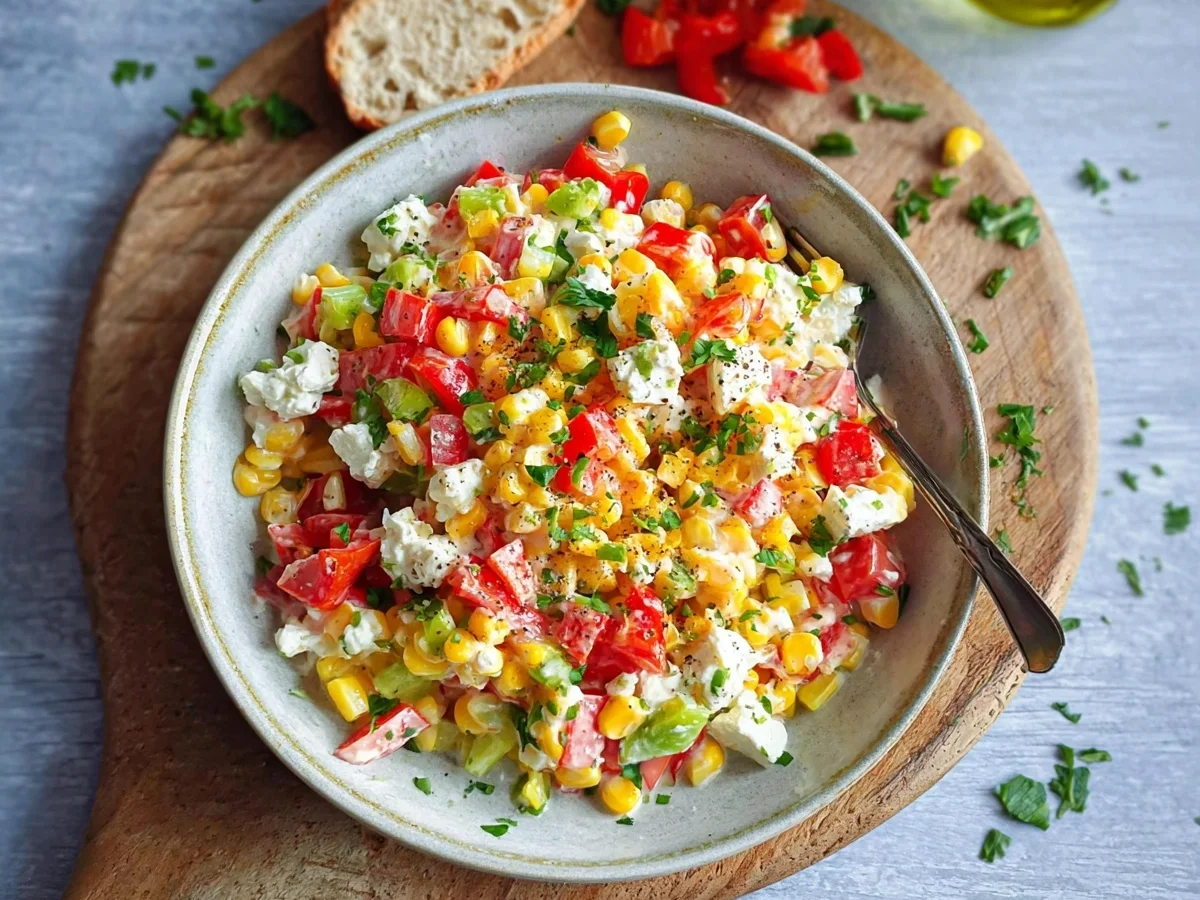 Schneller Paprika-Mais-Salat: Feta & Joghurt Dressing - Bild 2