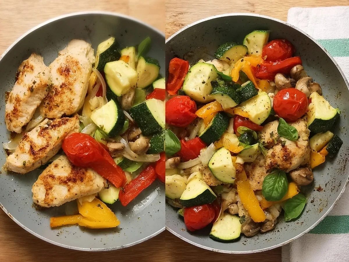 Schnelles Pfannengemüse mit Hähnchen: Proteinreich & einfach - Bild 1