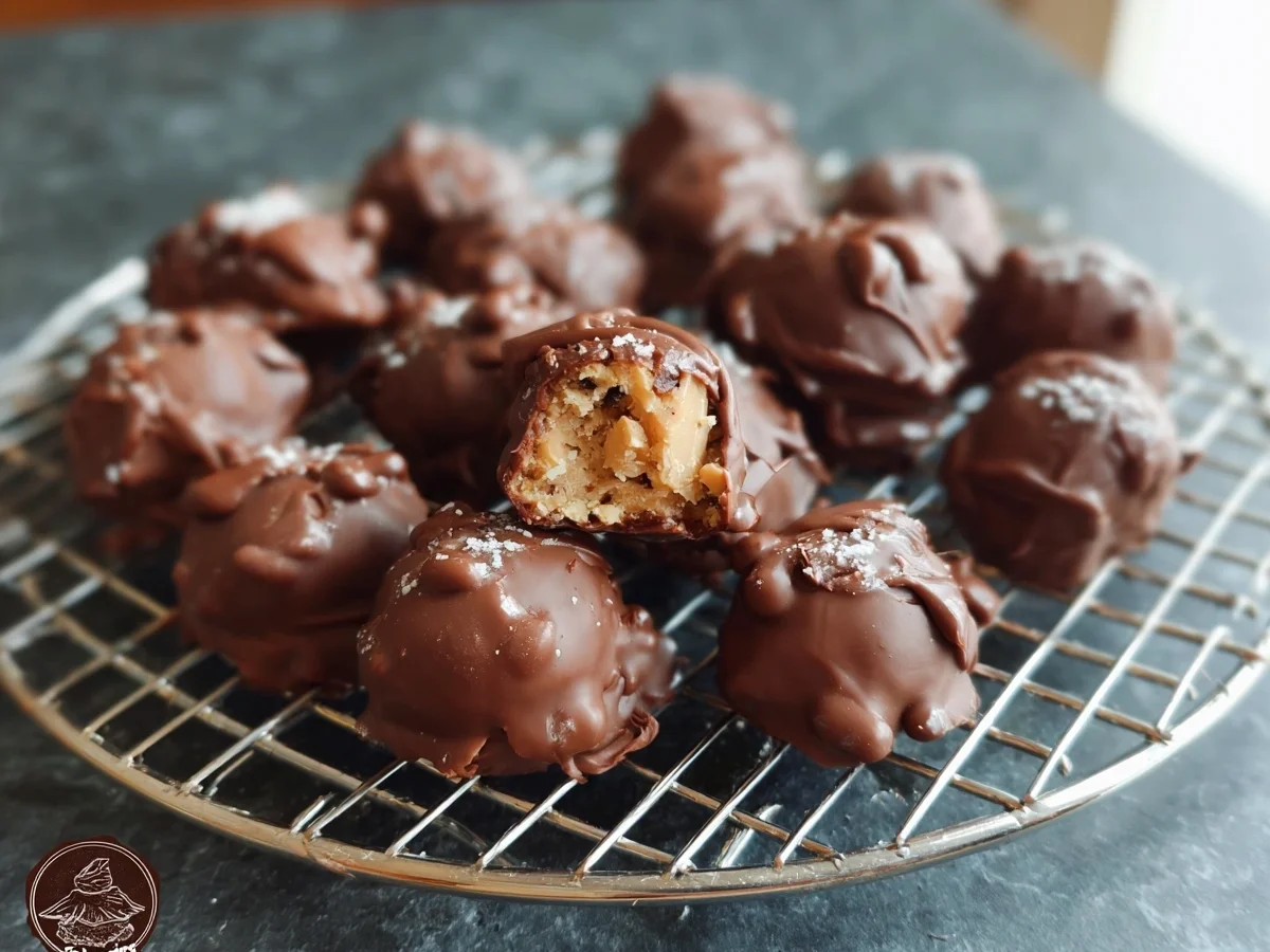 Selbstgemachte Erdnuss-Pralinen mit Schokolade - Bild 1