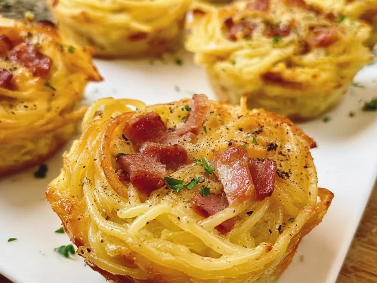 Spaghetti Carbonara Muffins: Herzhaftes Fingerfood Rezept - Bild 2