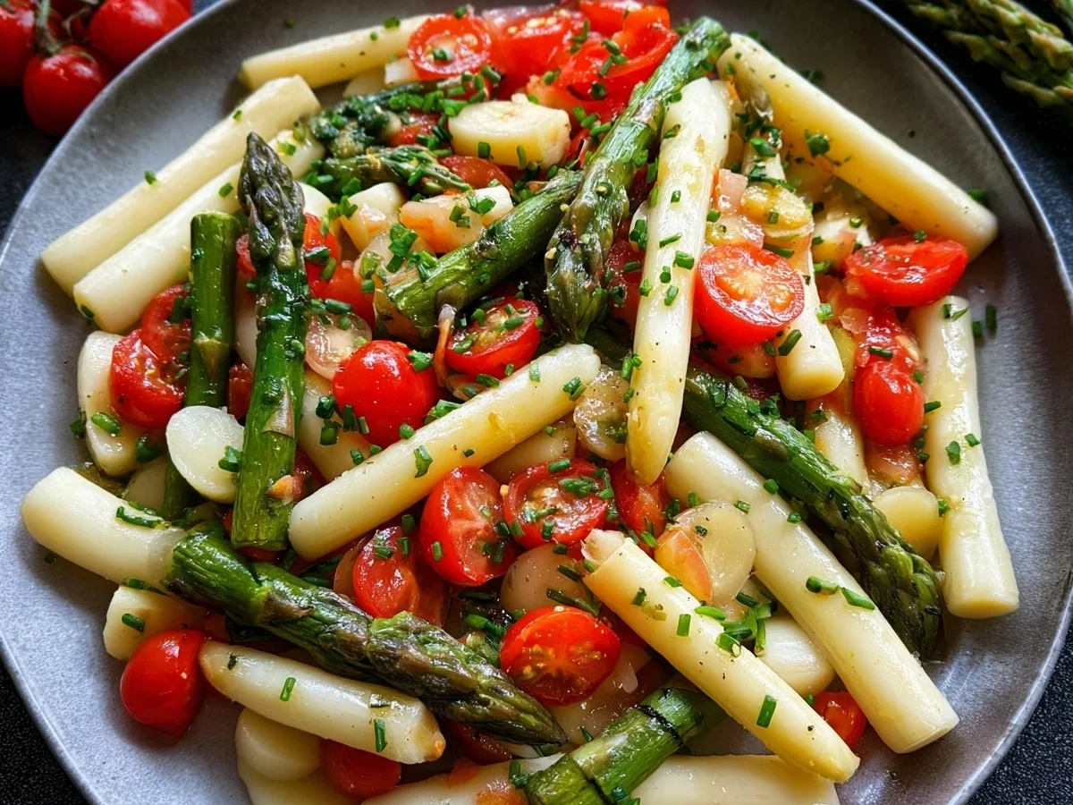Spargelsalat mit Grünem & Weißem Spargel & Tomaten - Bild 1