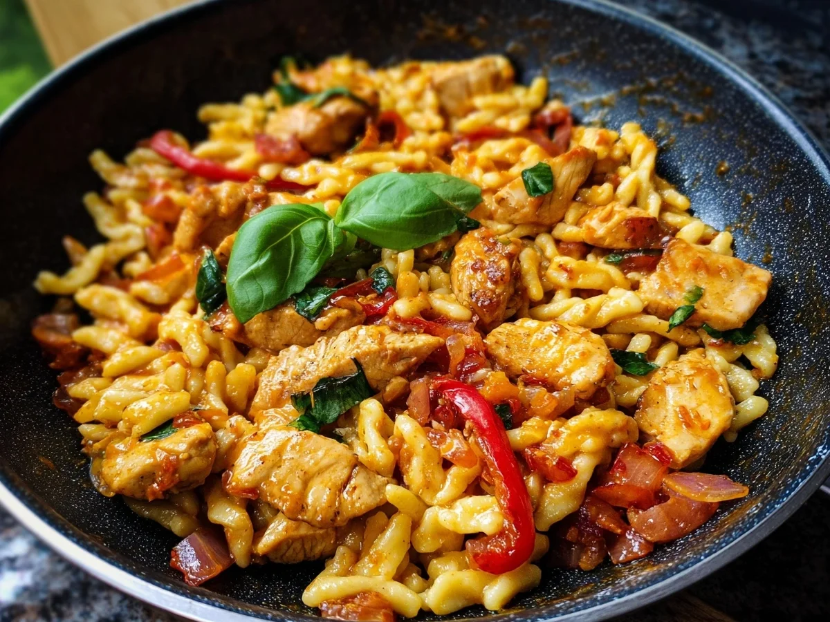 Spätzlepfanne mit Hähnchen & Ajvar: Schnell & einfach - Bild 1