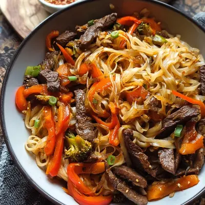 Asiatische Reisnudeln mit Rindfleisch & knackigem Gemüse