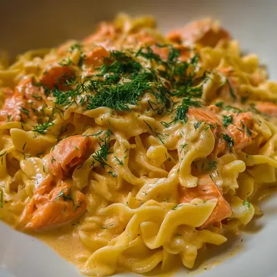 Bandnudeln mit Lachs in cremiger Sahnesoße schnell & lecker
