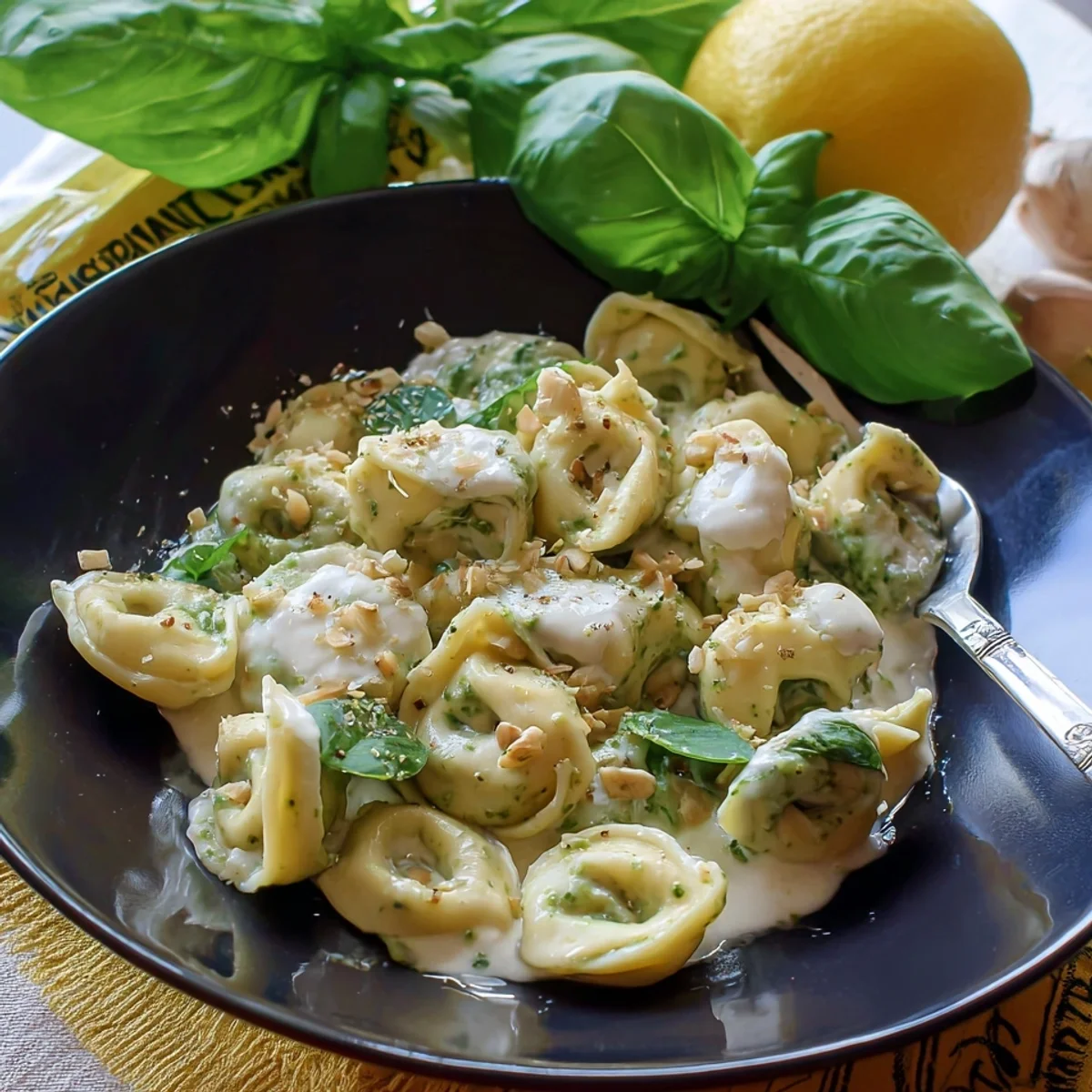Basilikum Pesto Tortelloni in Zitronensauce