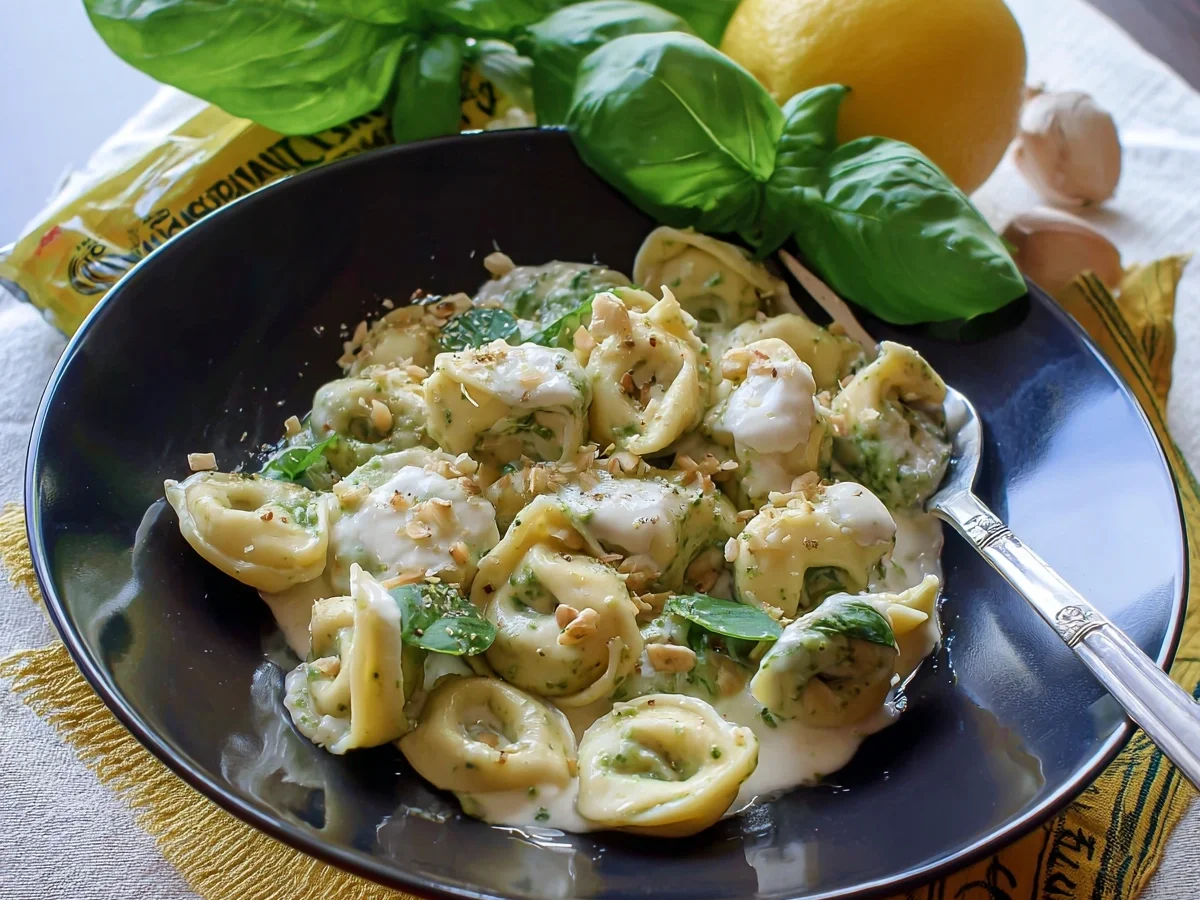 Basilikum Pesto Tortelloni in Zitronensauce - Beitragsbild