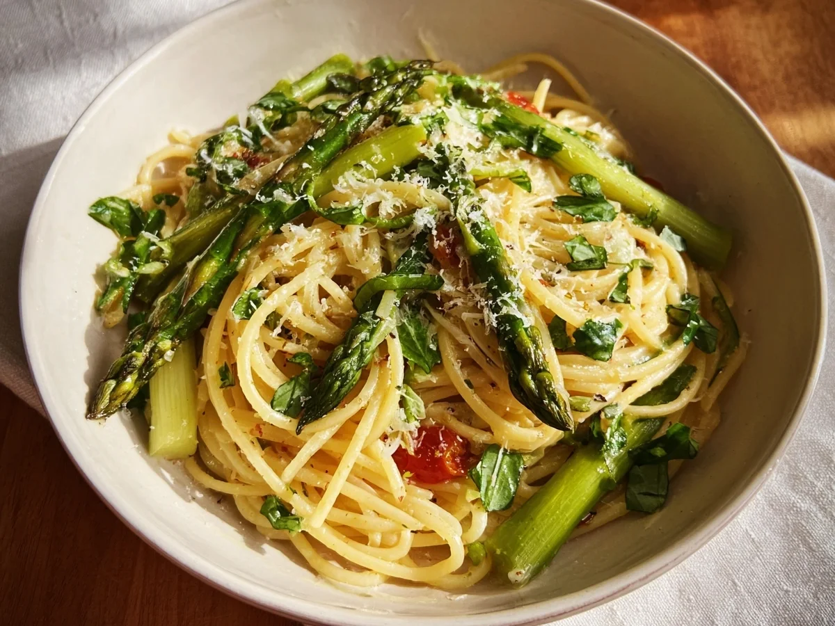 Blitzrezept: Pasta mit Grünem Spargel in 20 Minuten - Beitragsbild