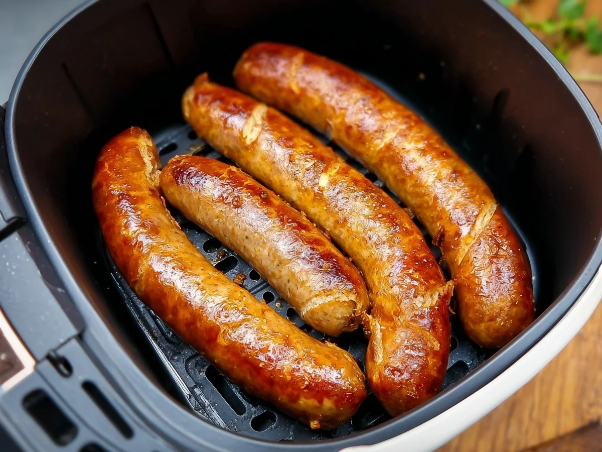 Bratwurst Heißluftfritteuse: Knusprig, schnell & fettarm - Beitragsbild