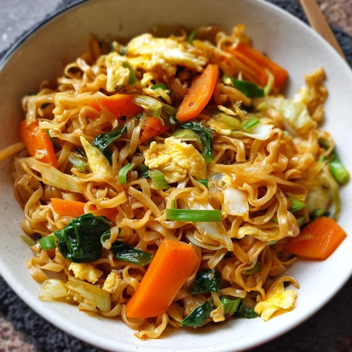 Chinesische Gebratene Nudeln mit Gemüse und Ei schnell
