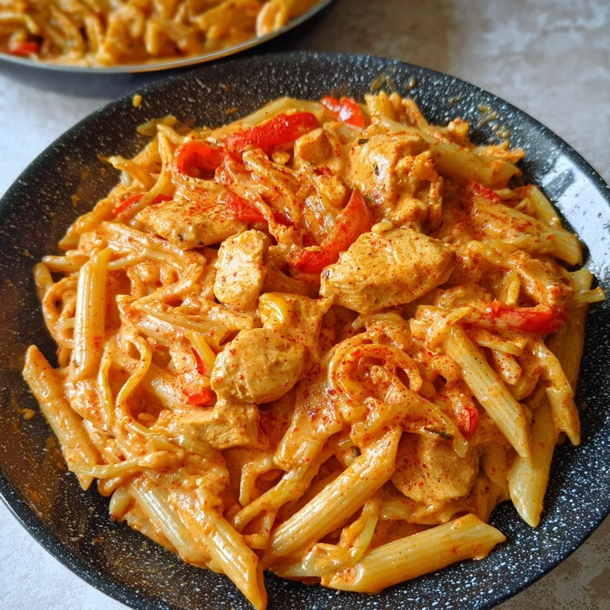Cremige Paprika-Hähnchen-Nudeln: Schnell & Lecker