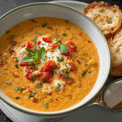 Cremige Rote Linsen Paprika Suppe: Vegan & Einfach