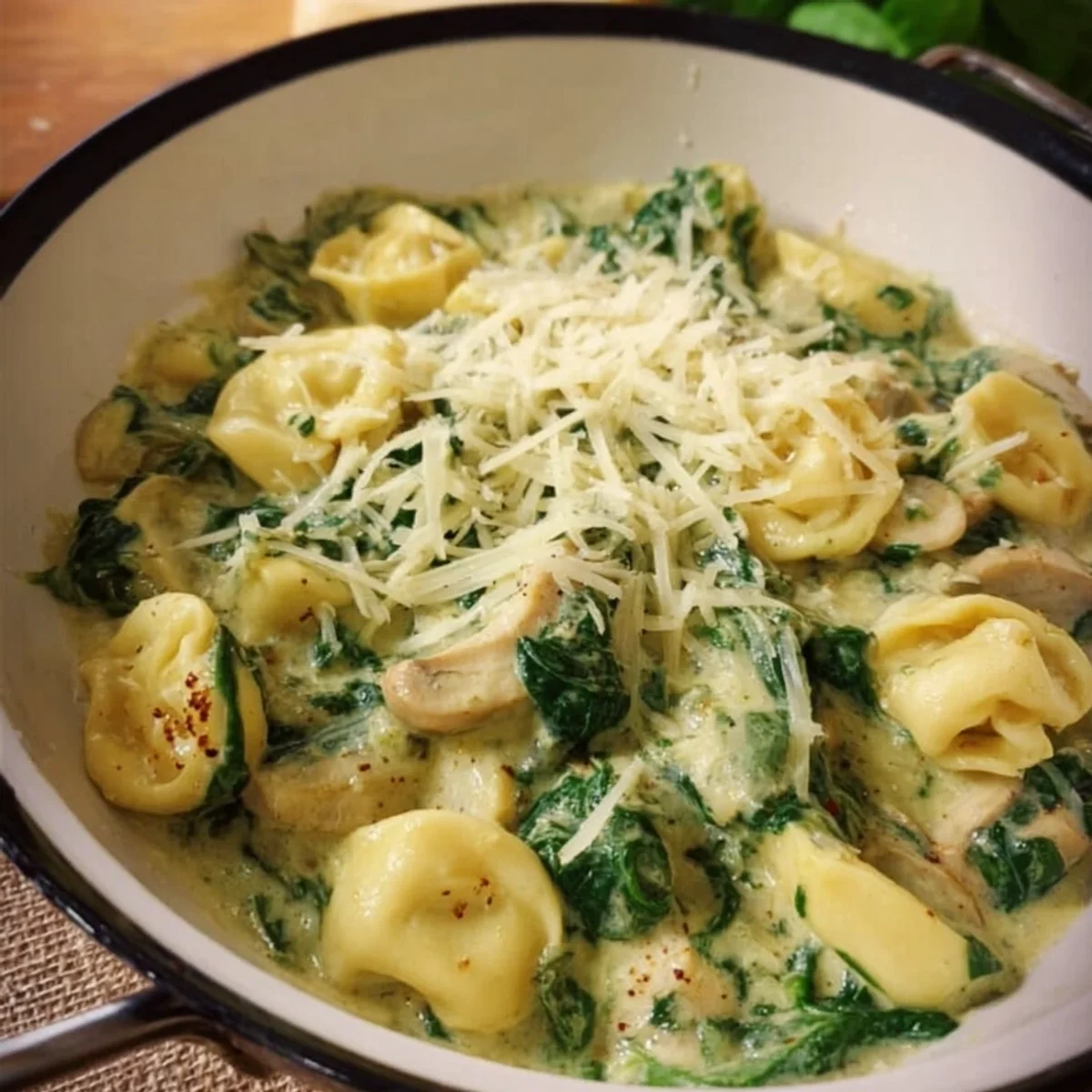 Cremige Tortellini mit Spinat-Sahne-Sauce