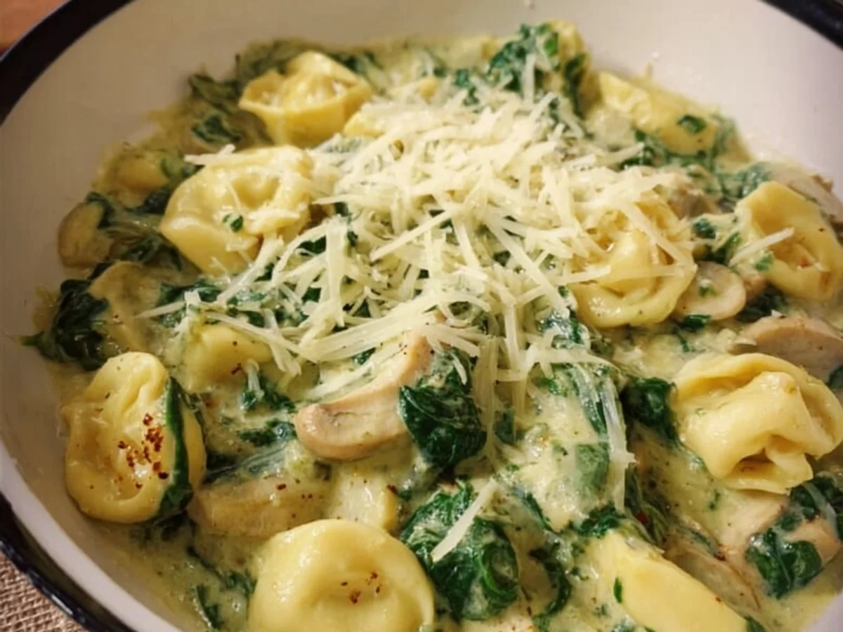 Cremige Tortellini mit Spinat-Sahne-Sauce - Beitragsbild