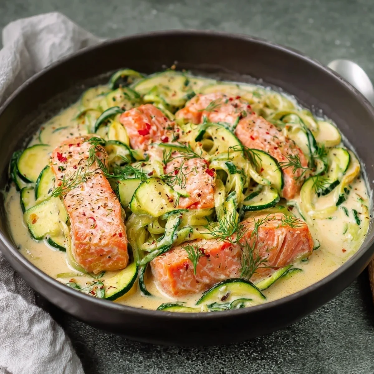 Cremige Zucchini-Lachs-Pfanne: Dein Low Carb Rezept