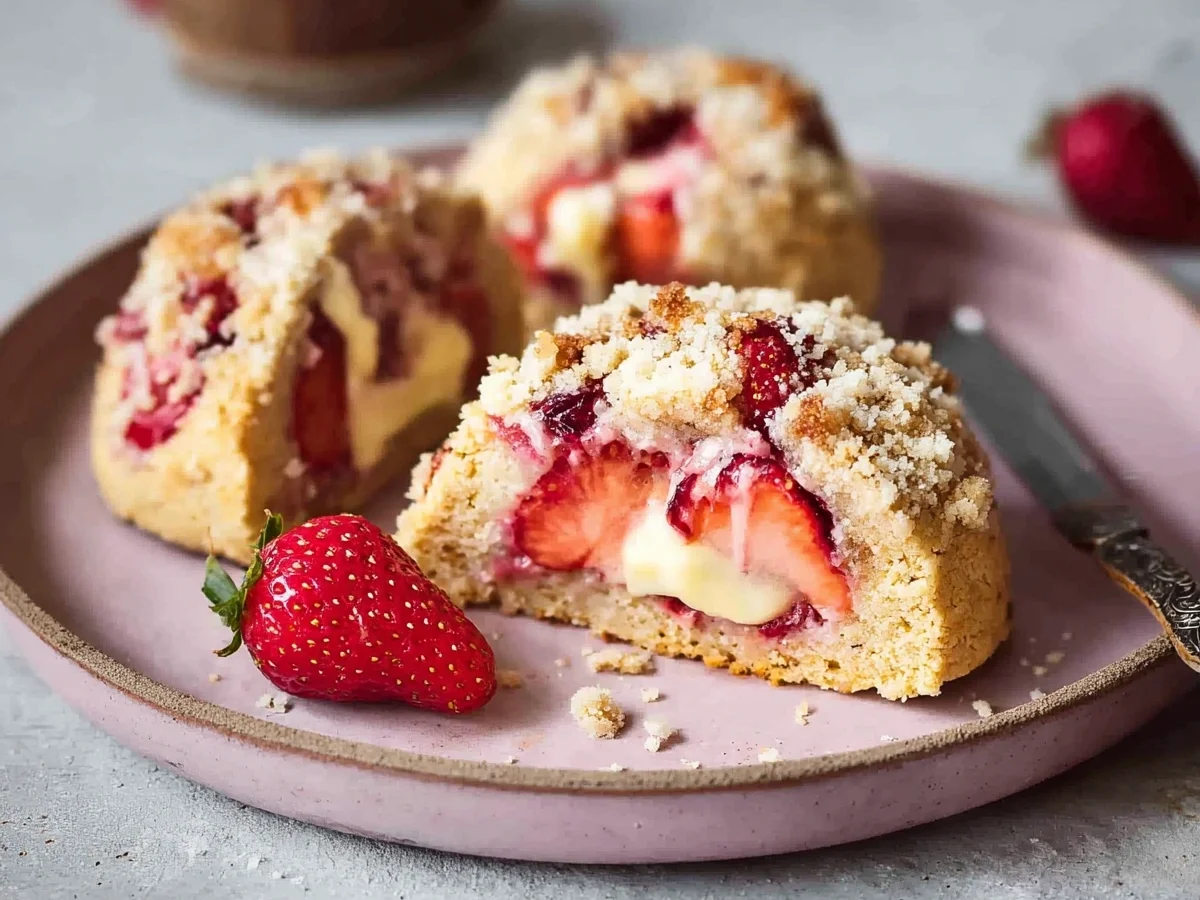 Erdbeer-Pudding Streuseltaler: Glutenfrei & Vegan Rezept - Beitragsbild