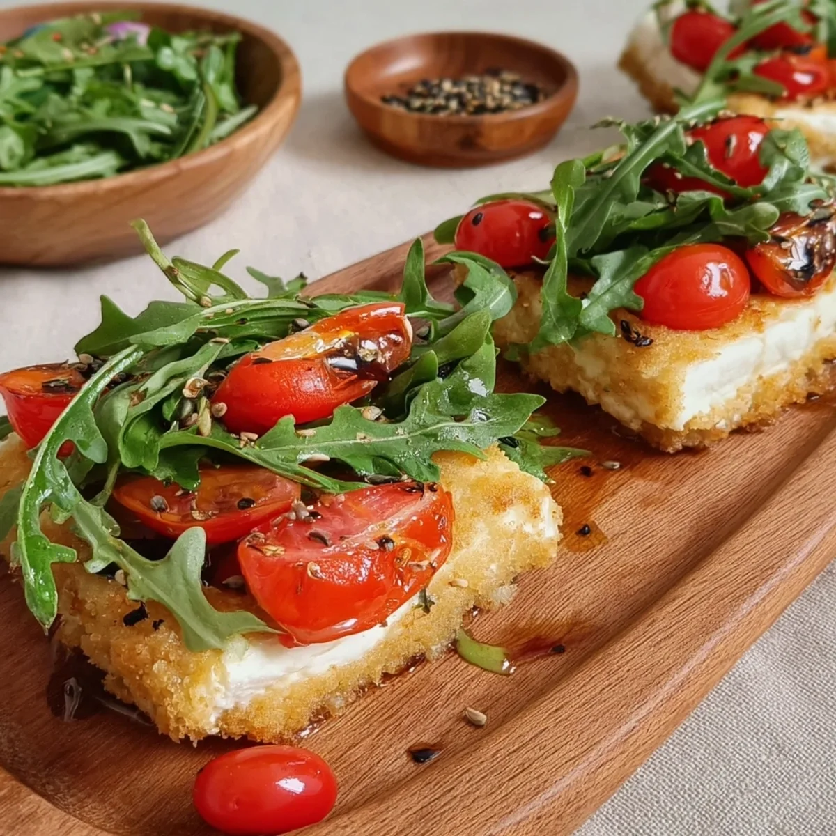 Gebackener Feta auf Rucolasalat: Mediterran & einfach