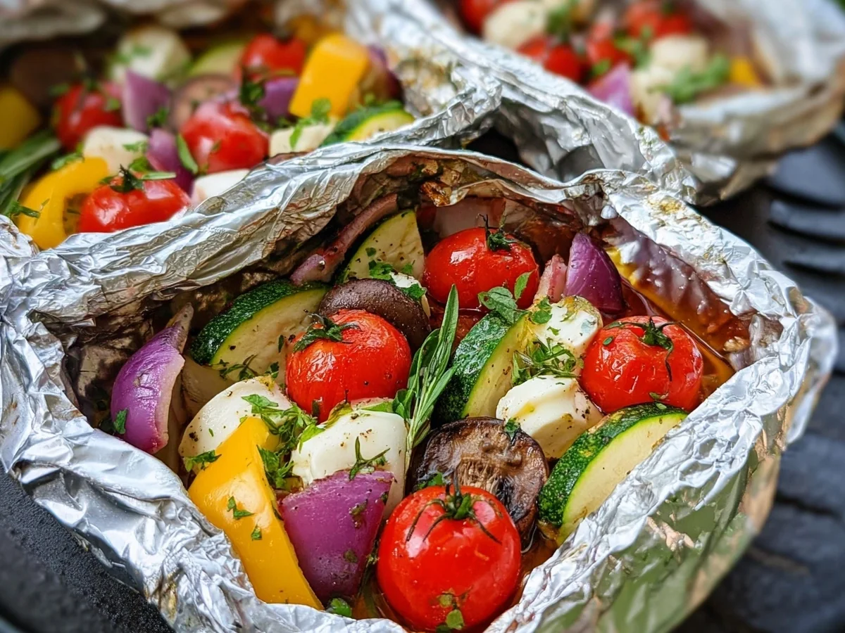 Gegrillte Gemüse-Päckchen mit Mozzarella - Beitragsbild