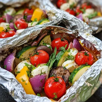 Gegrillte Gemüse-Päckchen mit Mozzarella