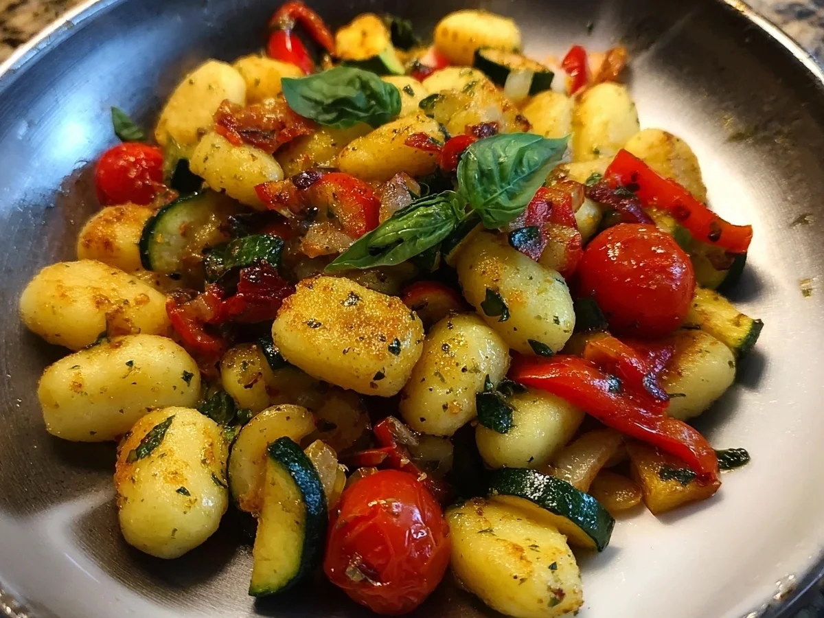 Gnocchi-Gemüsepfanne: Schnell, vegetarisch & einfach - Beitragsbild