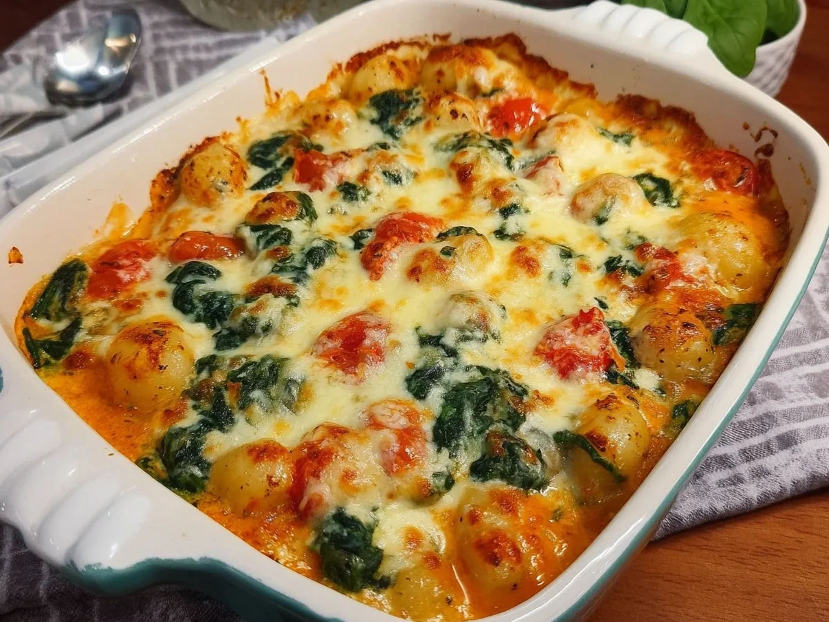 Gnocchi Spinat Auflauf: Schnell, vegetarisch & lecker - Beitragsbild