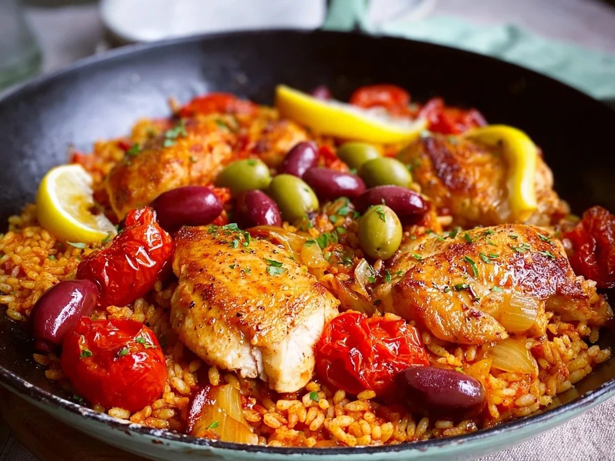 Griechisches Hähnchen mit Tomatenreis: Schnell & lecker - Beitragsbild