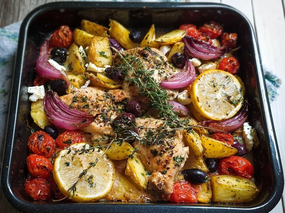 Griechisches Huhn vom Blech: Schnelles 45-Minuten-Rezept - Beitragsbild