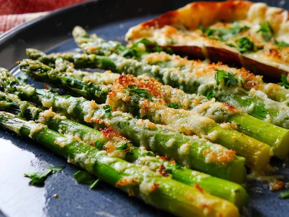 Grüner Spargel mit Parmesan Kruste als Beilage - Beitragsbild