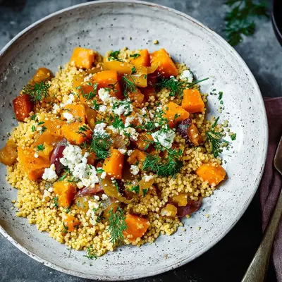 Herbstliche Couscouspfanne mit Kürbis in 25 Minuten