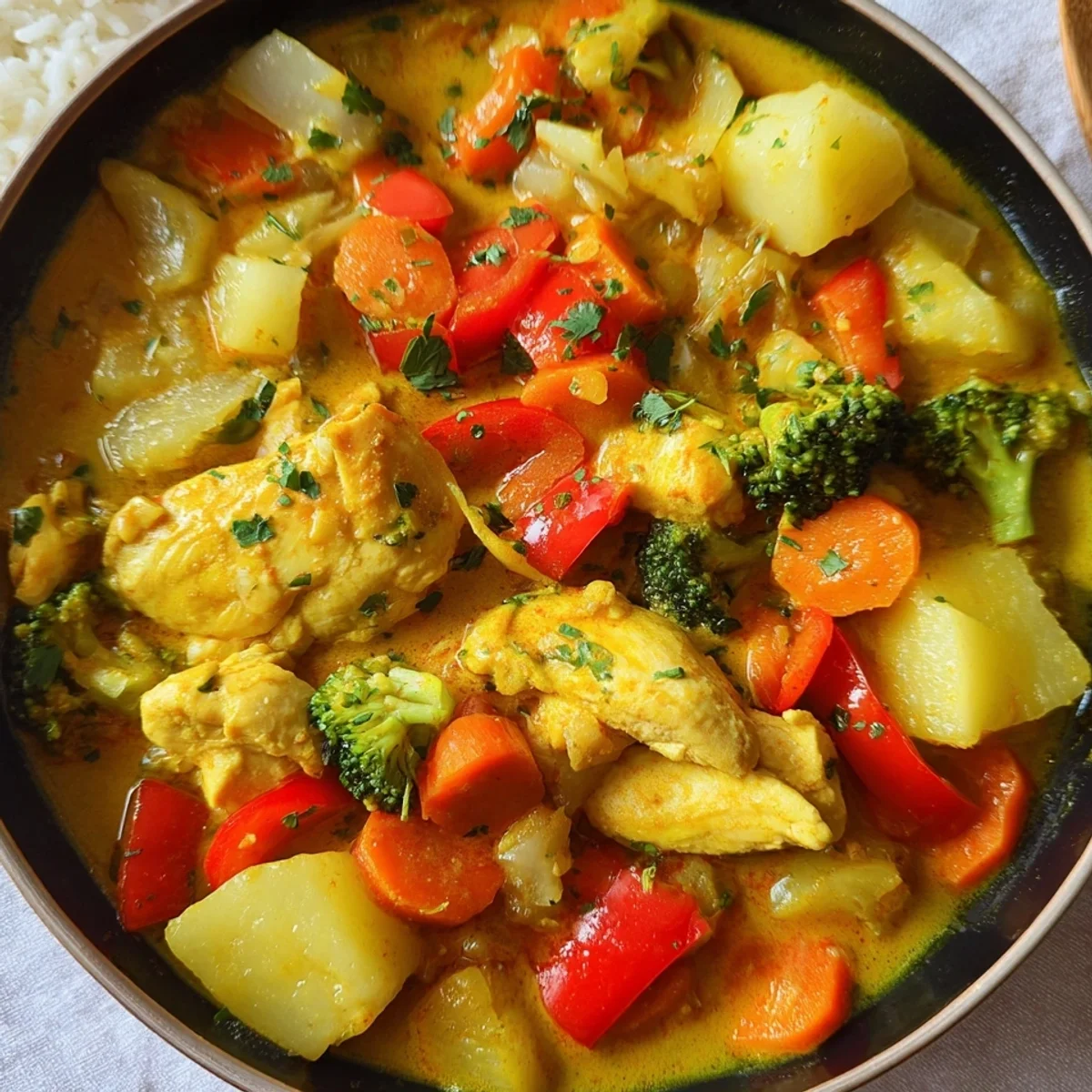 Hähnchen Curry mit Gemüse & Kokosmilch: Gesund, Schnell
