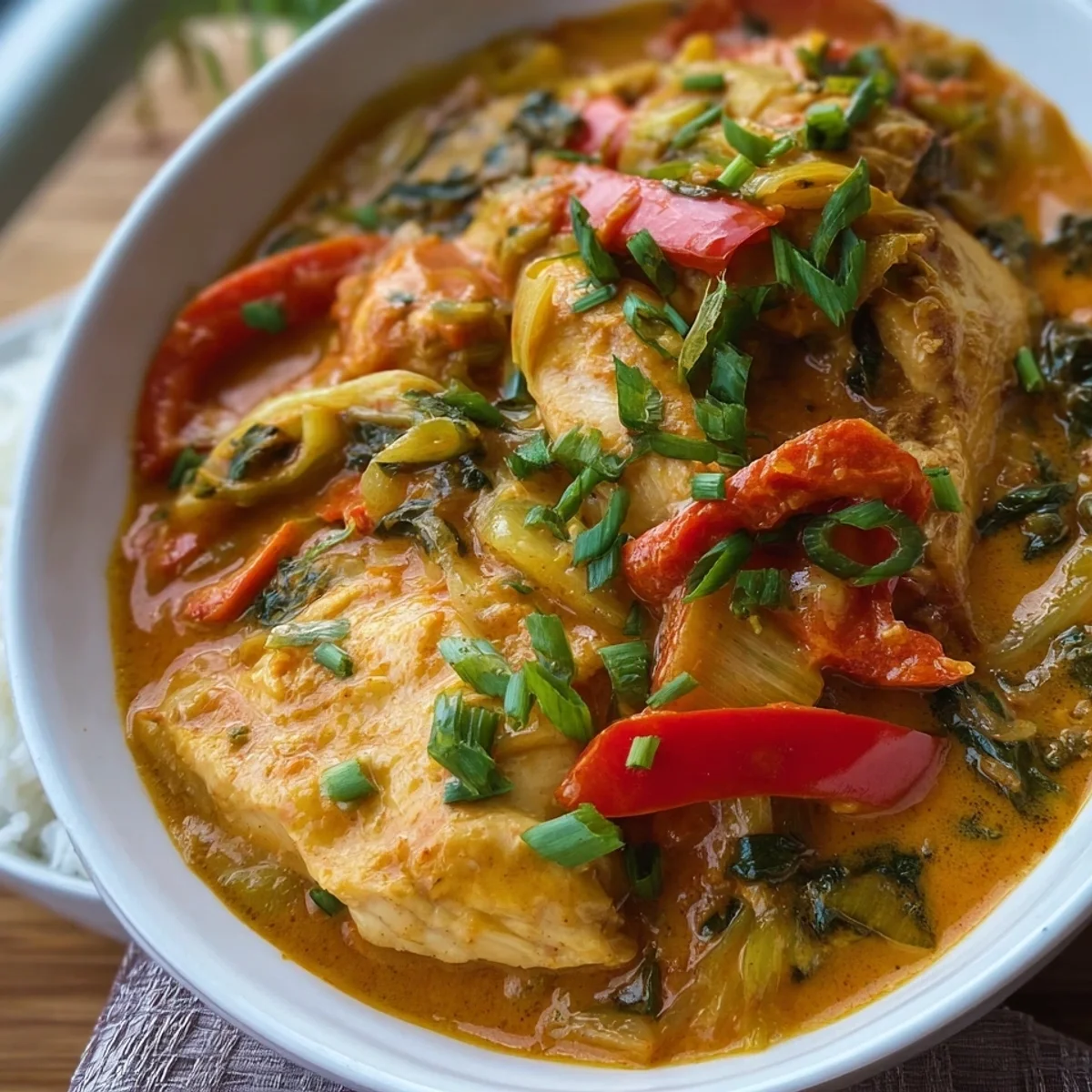 Hähnchen Curry mit Paprika & Pak Choi