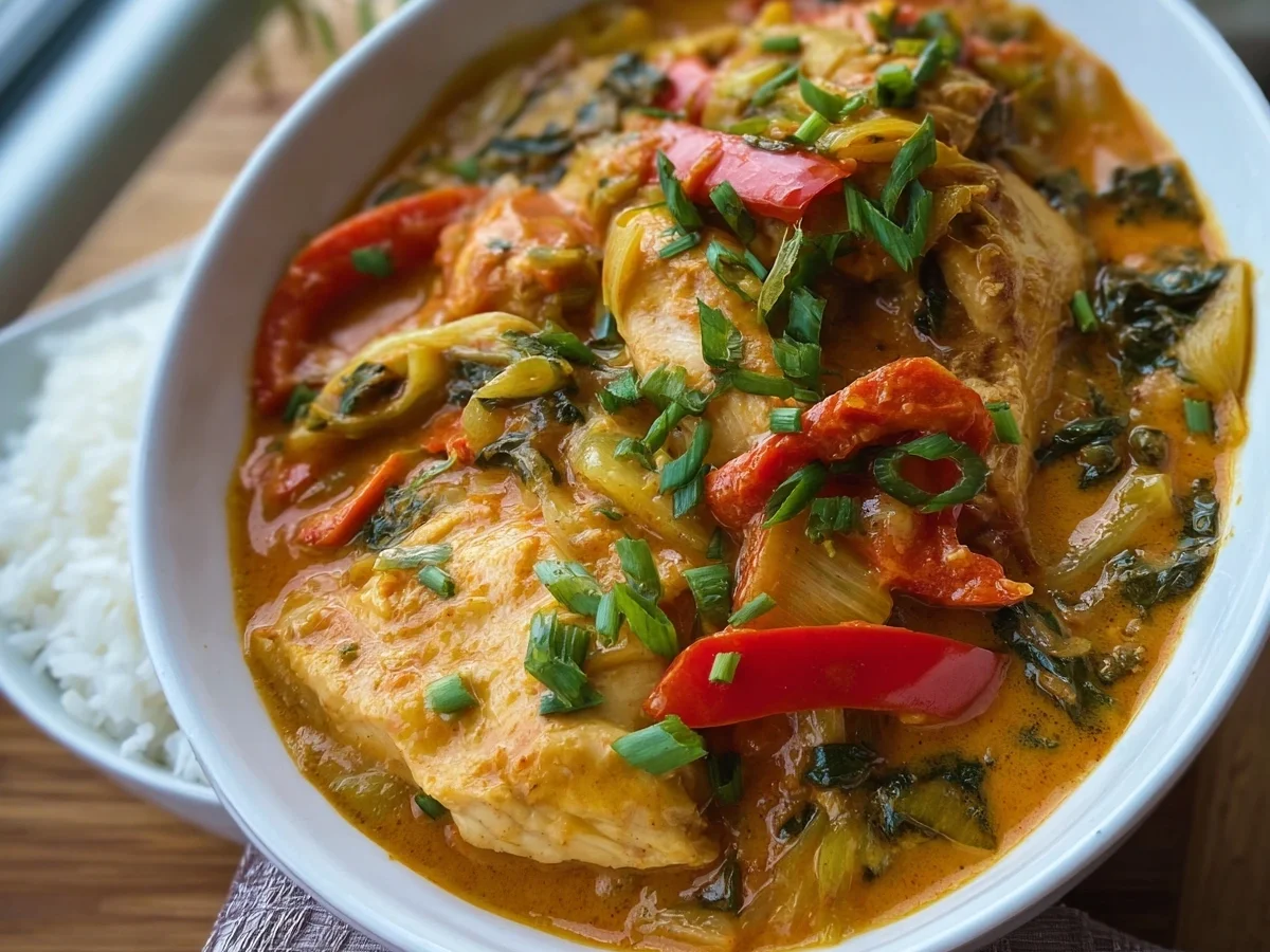 Hähnchen Curry mit Paprika & Pak Choi - Beitragsbild
