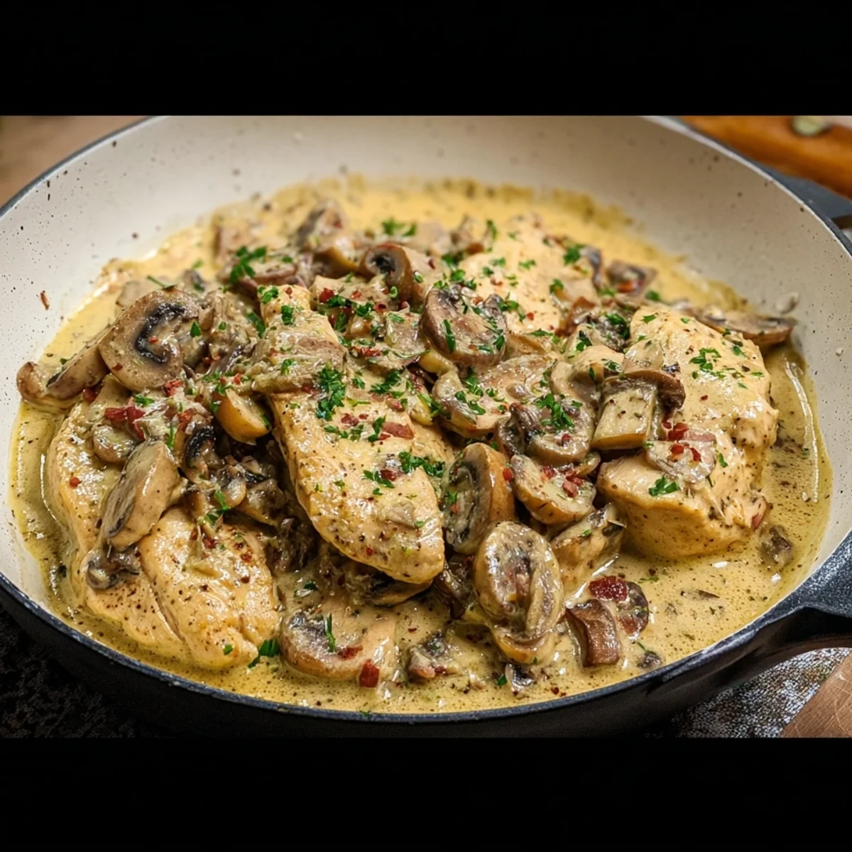 Hähnchengeschnetzeltes in Pfefferrahmsoße & Champignons