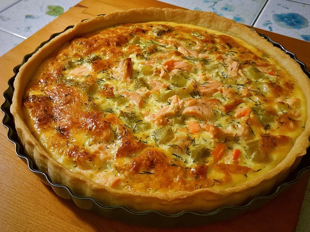 Lachs-Quiche: Einfaches & köstliches Rezept - Beitragsbild
