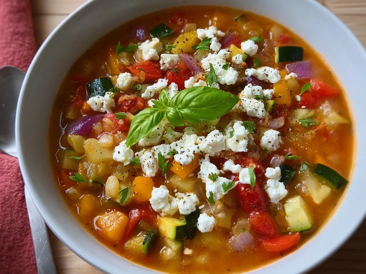 Leichte Ratatouille-Suppe mit Feta: Schnell & Sommerlich - Beitragsbild