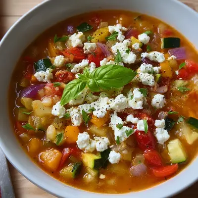 Leichte Ratatouille-Suppe mit Feta: Schnell & Sommerlich