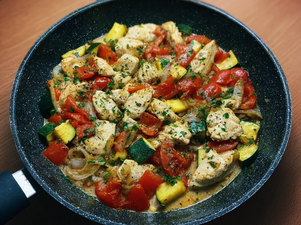 Low Carb Hähnchen-Gemüse-Pfanne: Schnell & Einfach - Beitragsbild