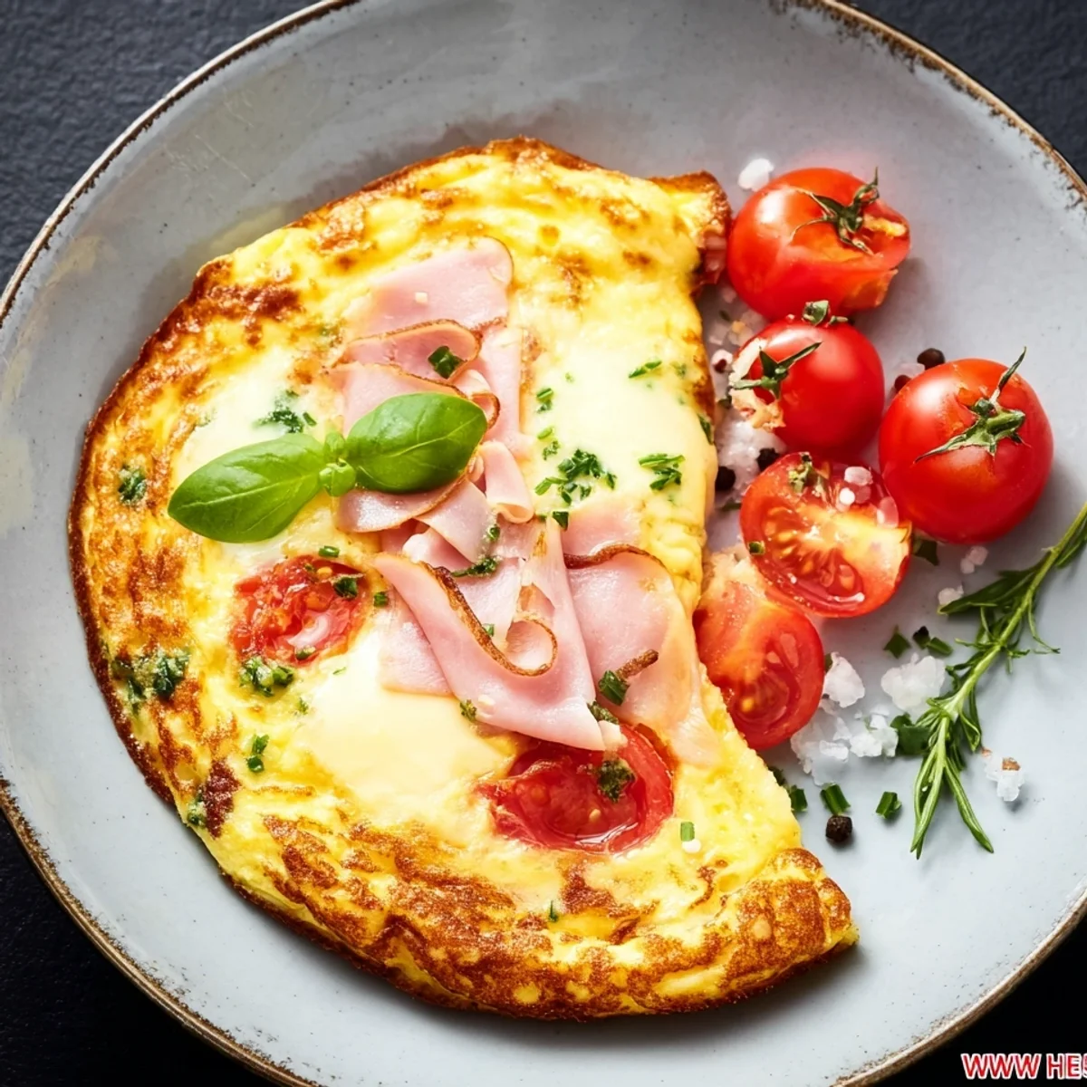 Low Carb Puten-Schinken-Käse-Omelett mit Tomaten