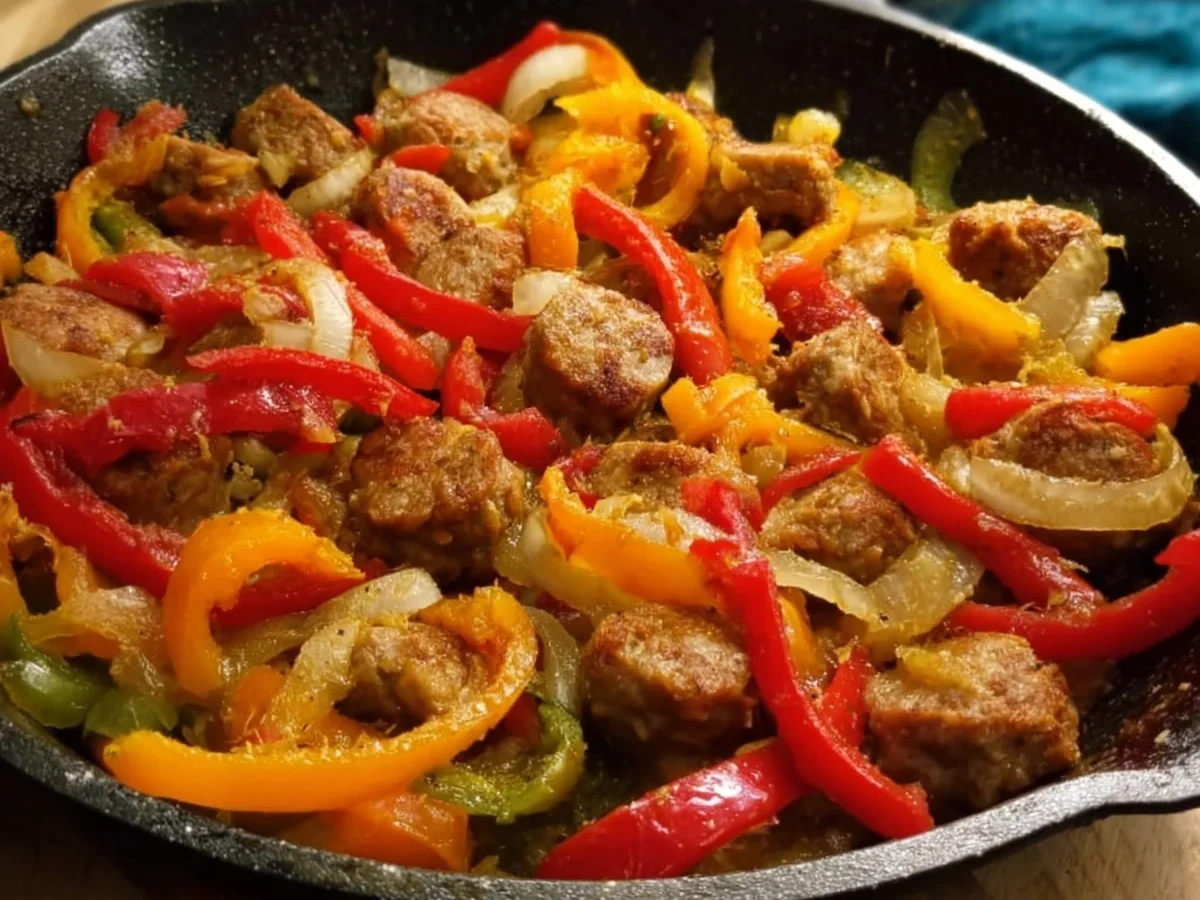 Low Carb Zwiebel-Bratwurst-Pfanne: Schnell & Herzhaft - Beitragsbild